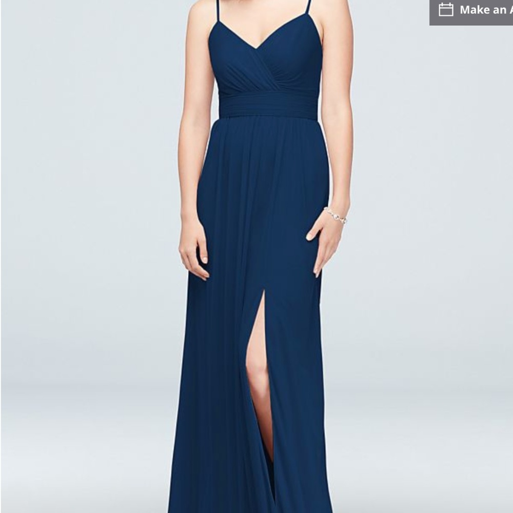 David's Bridal Spaghetti Strap Ruched Waist Dress